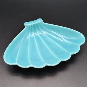 Vintage California Pottery Turquoise Shell-Shaped Dish